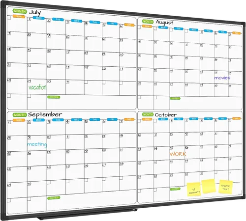 Miniatura 9 de JILoffice Calendario de Pizarra Blanca Magnética de Borrado en Seco, Planificador de Pizarra Blanca de 2 Meses 36 X 24 Pulgadas, Tablero con Marco