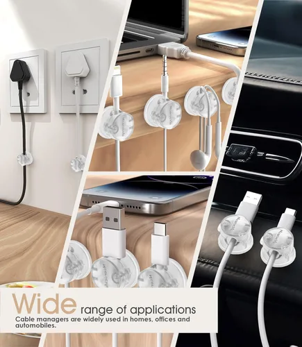 Miniatura 7 de Paquete de 8 organizadores magnéticos de cables [bloqueo giratorio para cables], clips para cables, soporte magnético fuerte mejorado, organizador