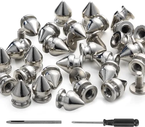 Miniatura 8 de YORANYO 100 juegos de clavos y tachuelas de 0.374 in para ropa, remaches de metal para cuero, punk, remaches, tachuelas y picos para ropa, zapatos