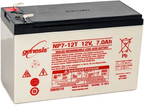 Yuasa (Enersys) Genesis NP7-12T - Batería de plomo ácido sellada de 12 voltios/7 amperios hora con conector rápido de 0.250