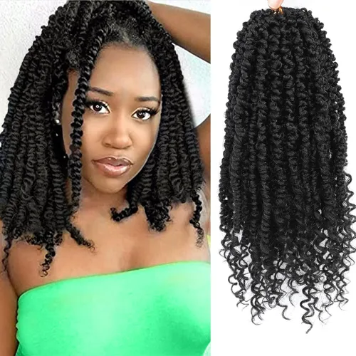 Miniatura 29 de 9 paquetes de cabello pretrenzado Passion Twist de 10 pulgadas, cabello de ganchillo Passion Twist con ombre marrón, trenzas de ganchillo bohemio
