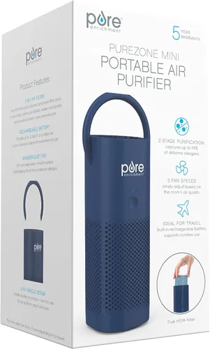 Miniatura 8 de Pure Enrichment® PureZone™ - Minipurificador de aire portátil, filtro True HEPA inalámbrico que limpia el aire y elimina el 99.97 % del polvo, Azul