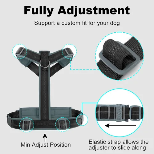Miniatura 66 de Arnés para perro Plutus Pet sin tirón, arnés ajustable de nylon con acolchado suave, arnés para perro reflectante y resistente para perros pequeños