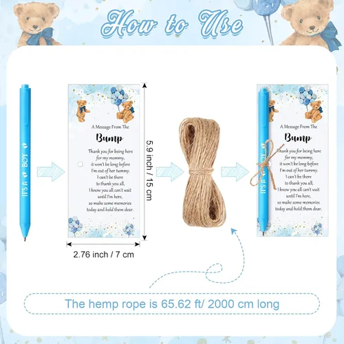 Miniatura 4 de Sintuff Juego de 50 Recuerdos de Baby Shower para Invitados 1 Letrero de Agradecimiento por Venir 50 Bolígrafos 50 Tarjetas de Agradecimiento