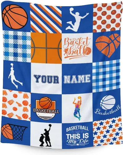 Miniatura 12 de Mantas de baloncesto – Manta suave y mullida para niños – Manta pequeña de 30 x 40 pulgadas para sala de estar y oficina – Manta deportiva negra
