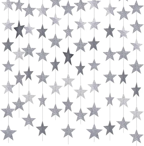 Miniatura 5 de IGUO 30 pompones de papel de seda azul marino, rojo, blanco, dorado, suministros de fiesta náutica, estrellas centelleantes, guirnalda de papel