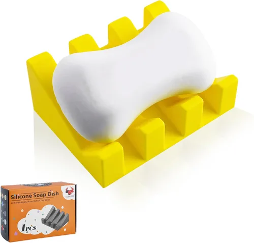 Miniatura 55 de Jabonera Autodrenante con Soporte, Jabonera de Silicona, para Baño, Cocina, Esponjas, Puede Extender la Vida del Jabón, Mantiene las Barras de Jabón