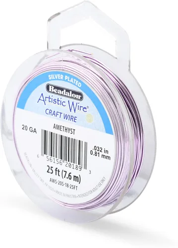 Miniatura 204 de Artistic Wire, alambre para manualidades de calibre 22 bañado en plata, resistente a las manchas, color cobre, blanco, 9,1 m