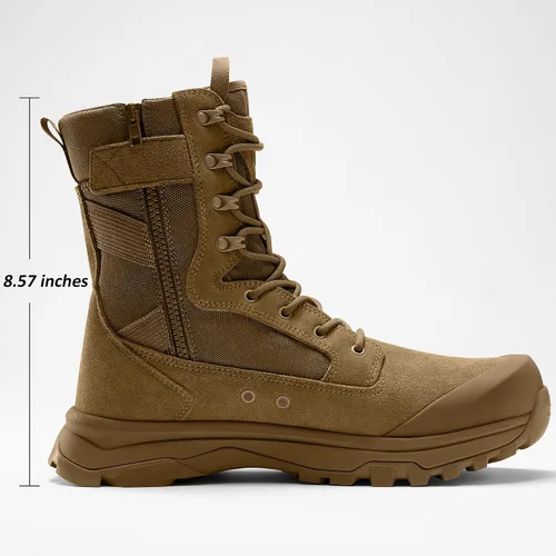 Miniatura 3 de Coostar Botas tácticas para hombre, ligeras, botas de combate militar, botas de trabajo con cremallera lateral, botas de motocicleta, para Coyote