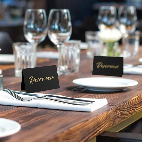 Miniatura 4 de Paquete de 10 letreros de mesa reservados negros para boda, cartulina de 3 x 4, letreros reservados para bodas, restaurantes, letreros reservados