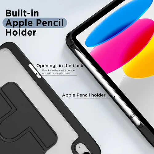 Miniatura 5 de CACOE Funda giratoria 360 para iPad (A16) de 11ª/10ª generación con soporte para lápices 2025/2022 de 11/10.9 pulgadas, a prueba de golpes