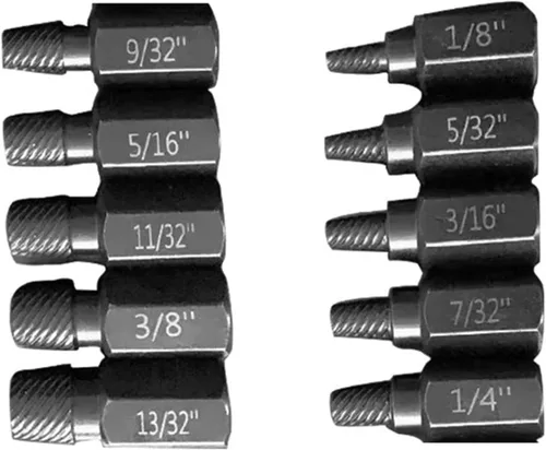 Juego de extractor de tornillos y pernos, 10 piezas de extractor de tornillos y tuercas, herramienta de extracción de pernos hexagonales, para A+b