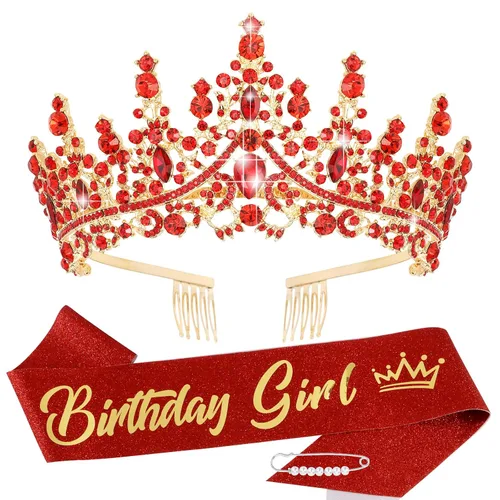 Miniatura 11 de TOBATOBA Banda de Cumpleaños Coronas de Cumpleaños para Mujeres Niñas, Decoraciones de Cumpleaños para Mujeres, Metal Diamante falso Cristal