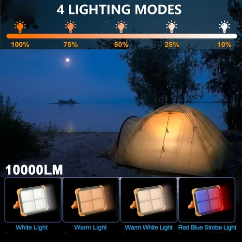 Miniatura 3 de Luz de trabajo recargable portátil solar, 16500 mAh, 120 W, batería de inundación magnética, luz de trabajo de 10000 lm, luces LED para exteriores