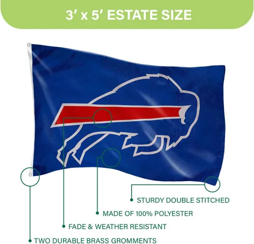Miniatura 3 de Team Sports America NFL Buffalo Bills - Bandera duradera de 3 x 5 para exteriores con ojales, bandera y pancarta resistentes para jardín al aire