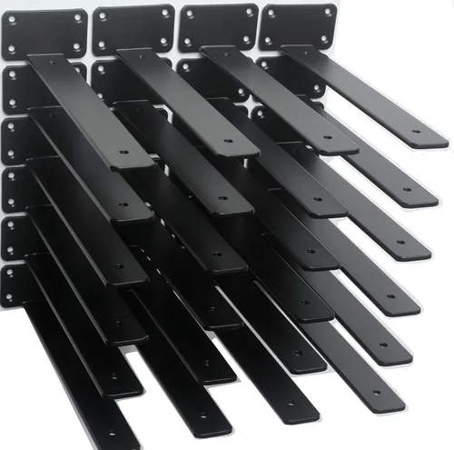 Miniatura 29 de Paquete de 2 - Soportes de estante en L ocultos negros de 4 pulgadas (1/5 pulgada de grosor) Soportes de estante flotante de hierro Soportes