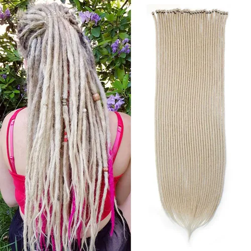 Miniatura 56 de 15 extensiones de rastas de doble extremo, 24 pulgadas, extensiones de rastas falsas de 0.6 pulgadas, color marrón degradado, extensiones de rastas
