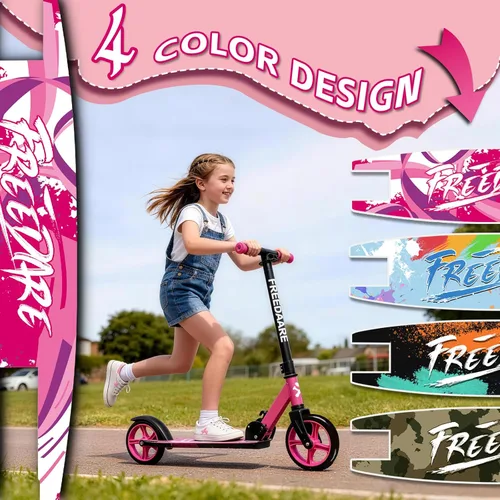 Miniatura 2 de FREEDARE Kick Scooter for Kids & Adults Ages 8+, Foldable Teen Scooter with 2 Big 8-inch Wheels and 4-Level Adjustable Handlebar, Max Load 220 LBS
