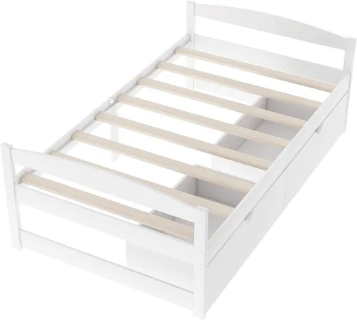 Miniatura 7 de Harper & Bright Designs Cama de plataforma de tamaño individual con dos cajones, marco de madera maciza para dormitorio y habitación de invitados