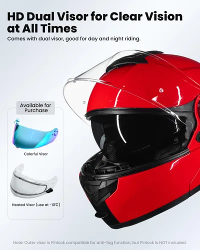 Miniatura 5 de ILM - Casco de motocicleta con Bluetooth modular, intercomunicación para 2-3 conductores, abatible, de cara completa, con doble visera, aprobado por