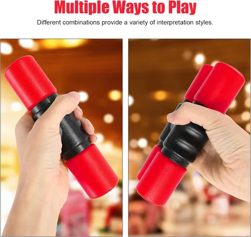 Miniatura 6 de RANMING Twist Shaker ABS Double Row Shakers Instrumentos de percusión Instrumentos de percusión de volumen medio para acompañamiento, estudio, Rojo