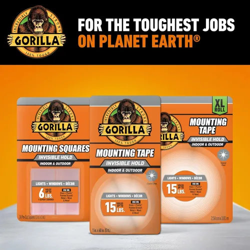 Miniatura 8 de Gorilla Resistente y transparente; cinta de montaje de doble cara; resistente a la intemperie; 1 x 60 pulgadas; transparente; (paquete de 2)