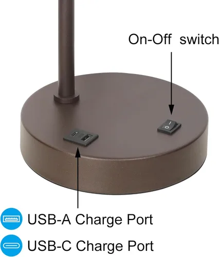Miniatura 5 de XiNBEi Lighting XB-TL1230-DB - Lámpara de mesa con pantalla de tela, moderna lámpara de hierro con acabado de bronce oscuro para dormitorio, sala