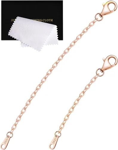 Miniatura 37 de Extensores de cadena dorada para collares, extensiones de pulsera de plata de ley, extensor de collar dorado para mujer, juego de 3 piezas, 1, 2, 3