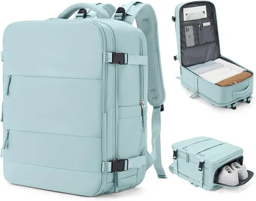 Miniatura 46 de coowoz Mochila grande de viaje para mujeres y hombres, mochila de transporte, mochila para senderismo impermeable, mochila deportiva para Rosa