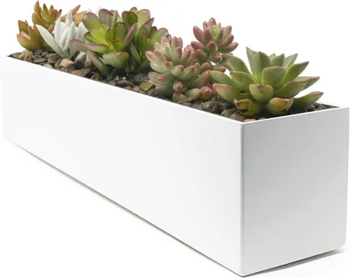 Miniatura 12 de Buhbo Maceta rectangular moderna de acero tipo artesa de 16 pulgadas, negro