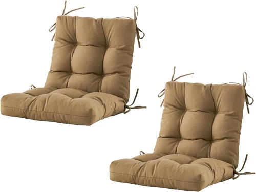 Miniatura 30 de BLISSWALK Cojines para sillas de exteriores, cojín grueso de mimbre con respaldo bajo y lazos para muebles de patio, 40 pulgadas de largo x 20 Beige