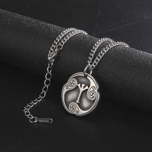 Miniatura 7 de TEAMER Collar con colgante de amuleto de acero inoxidable de 24 runas de los vikingos nórdicos, joyería con símbolo de la suerte y la bendición