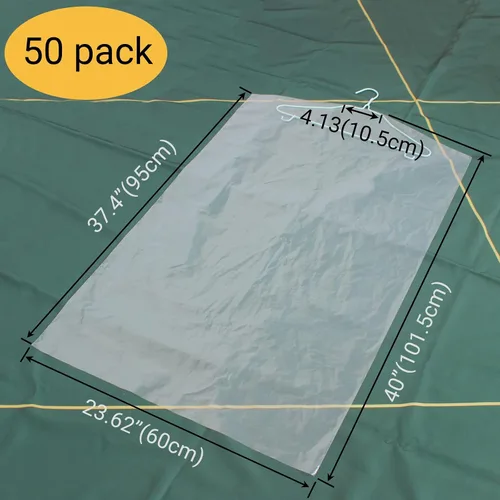 Miniatura 2 de Paquete de 50 fundas de plástico transparente de 23.6 x 40 pulgadas para colgar ropa, bolsas de ropa a prueba de polvo para pequeñas empresas