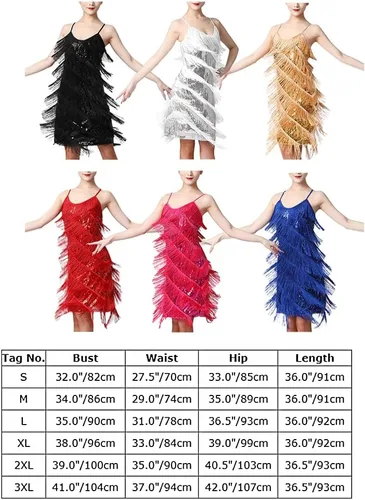 Miniatura 7 de Vestido de lentejuelas de los años 20 con flecos y borlas para mujer, sexy, Gatsby, cóctel, vintage, tango, salón de baile, fiesta de los años 20
