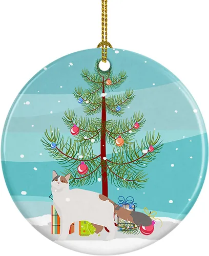 Miniatura 197 de Caroline's Treasures Adorno de cerámica con texto en inglés "Merry Christmas" para colgar en el árbol de Navidad, decoración para el hogar, Navidad