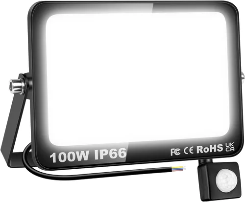 Miniatura 17 de Willpower Reflector LED con sensor de movimiento, luces de seguridad para exteriores de 10 W, 1000 lúmenes, lámpara exterior de 4000 K, luz blanca