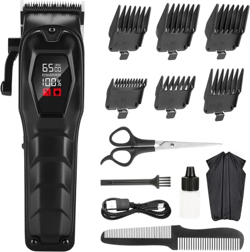 Miniatura 9 de Cortador de pelo para hombres, cortapelos profesional inalámbrico recargable, potente, recortador de barba, herramienta de corte de pelo y aseo