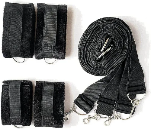 Miniatura 2 de Bandas de resistencia sexual, camas tamaño Queen, puños de pierna de mano, tobilleras, muñecas, restricciones de cama resistentes al sexo, collar