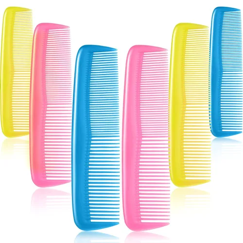 Miniatura 12 de Leinuosen Set de 12 piezas de peines de bolsillo de plástico de dientes finos para peinado para mujeres y hombres, Peines para cabello