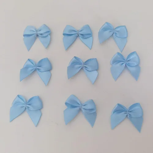 Miniatura 7 de 50 piezas de lazos mini de 1.2 pulgadas de satén para manualidades, lazos de cinta de satén celeste con apliques para costura, álbumes de recortes
