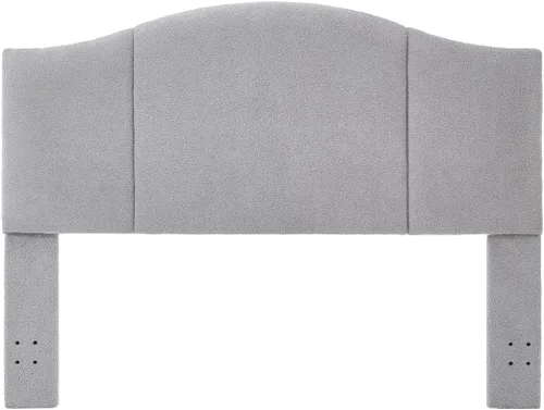 Miniatura 4 de 24KF Cabecero tapizado de tela teddy suave tamaño King, cabecero moderno con borde superior ondulado tamaño California King, 6033-K-Gris Tela