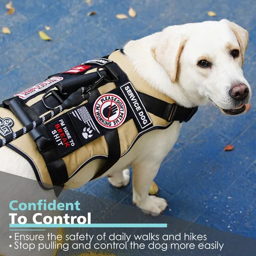 Miniatura 4 de Arnés táctico para perro con 7 etiquetas, arnés de entrenamiento para perros con asas dobles de fácil control, arnés de trabajo para perros K9