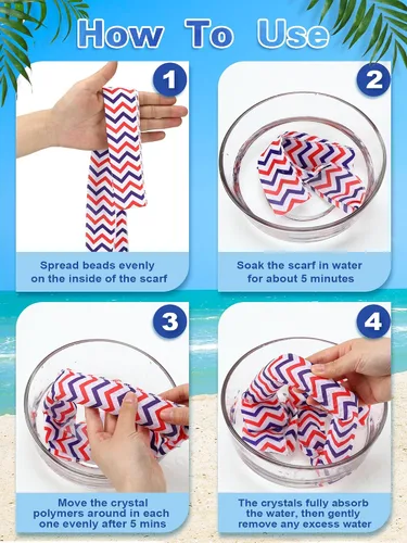 Miniatura 15 de Janmercy 10 unidades de teñido anudado para el cuello, bufandas refrescantes, bandanas de hielo de verano para hombres y mujeres, camping, correr