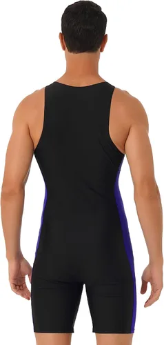 Miniatura 6 de XUNZOO Mens One Piece Sleeveless Front Zipper Color Block Swimwear Bodysuit Wetsuit Sports Wear