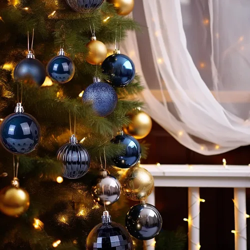 Miniatura 22 de AMS Esferas de Navidad de 2.36 pulgadas/60mm, 34 unidades, adornos grandes, decoraciones para fiestas, inastillables, colgantes festivos para Negro