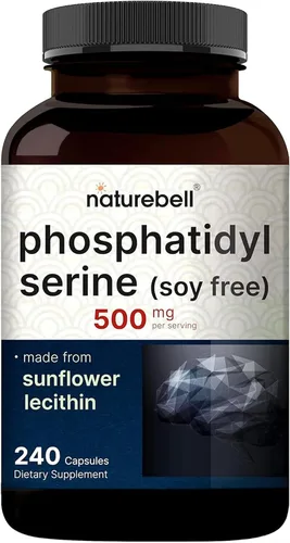 Suplemento de Fosfatidilserina Ultra Fuerza 500mg Por Porción, 240 Cápsulas | Sin Soja, Derivado de Lecitina de Girasol – Apoya la Salud Cognitiva y