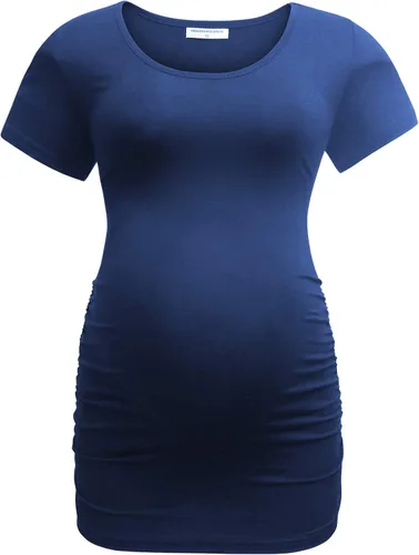 Miniatura 3 de Bearsland - 3 Camisetas de maternidad para mujer, camisetas clásicas de manga corta con lateral fruncido para madres, ropa de embarazo