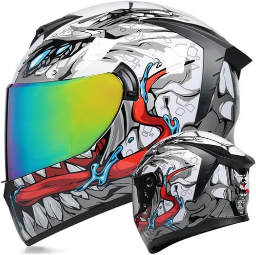 Miniatura 7 de Casco de motocicleta de cara completa unisex para adultos, aprobado por DOT, para motocicleta, ciclomotor, bicicleta de calle, carreras, casco