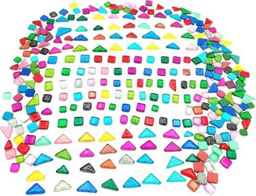 Miniatura 3 de Azulejos de mosaico de vidrio brillante con purpurina irregular al azar de 1.1 libras para manualidades a granel, juego de piezas de mosaico
