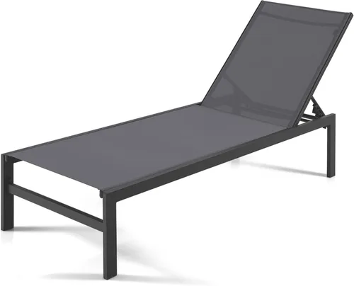 Miniatura 14 de Giantex Tumbona para patio, silla para tomar el sol al aire libre, tumbona reclinable con 6 posiciones ajustables, marco de aluminio, sillas